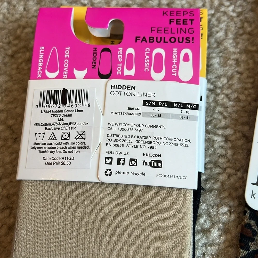 Hue cotton liner seamless socks nude black leopard cheetah no show